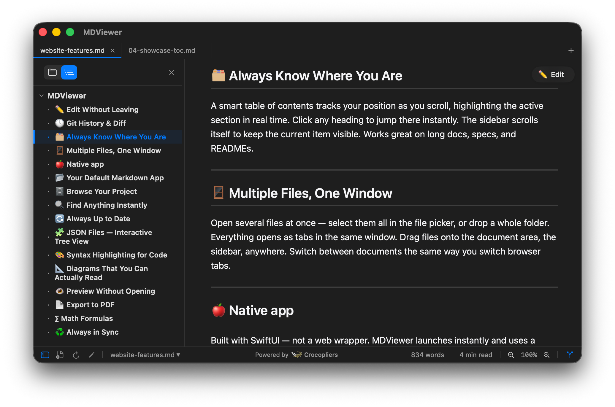 Dark mode markdown viewer for macOS